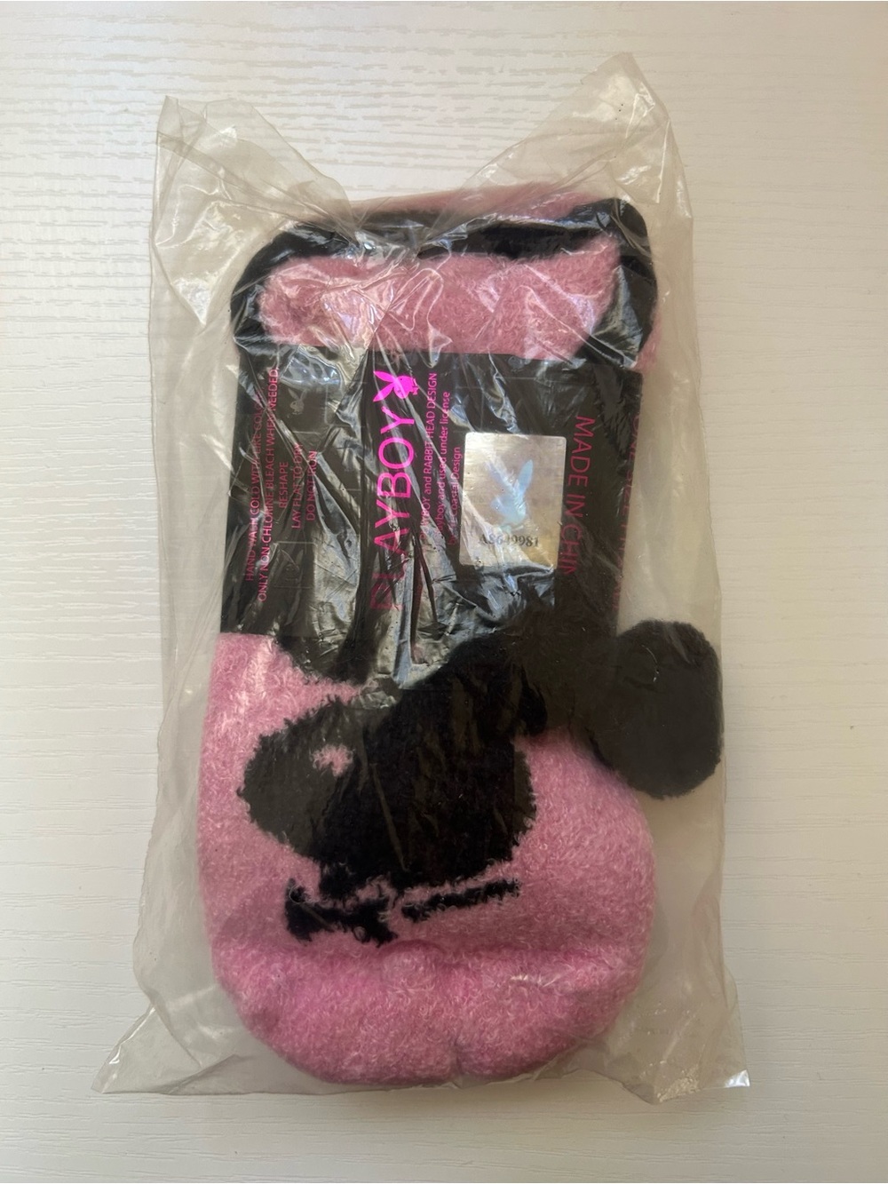 Playboy Pink & Black Plush Slipper Socks Trio - Picture 4 of 4